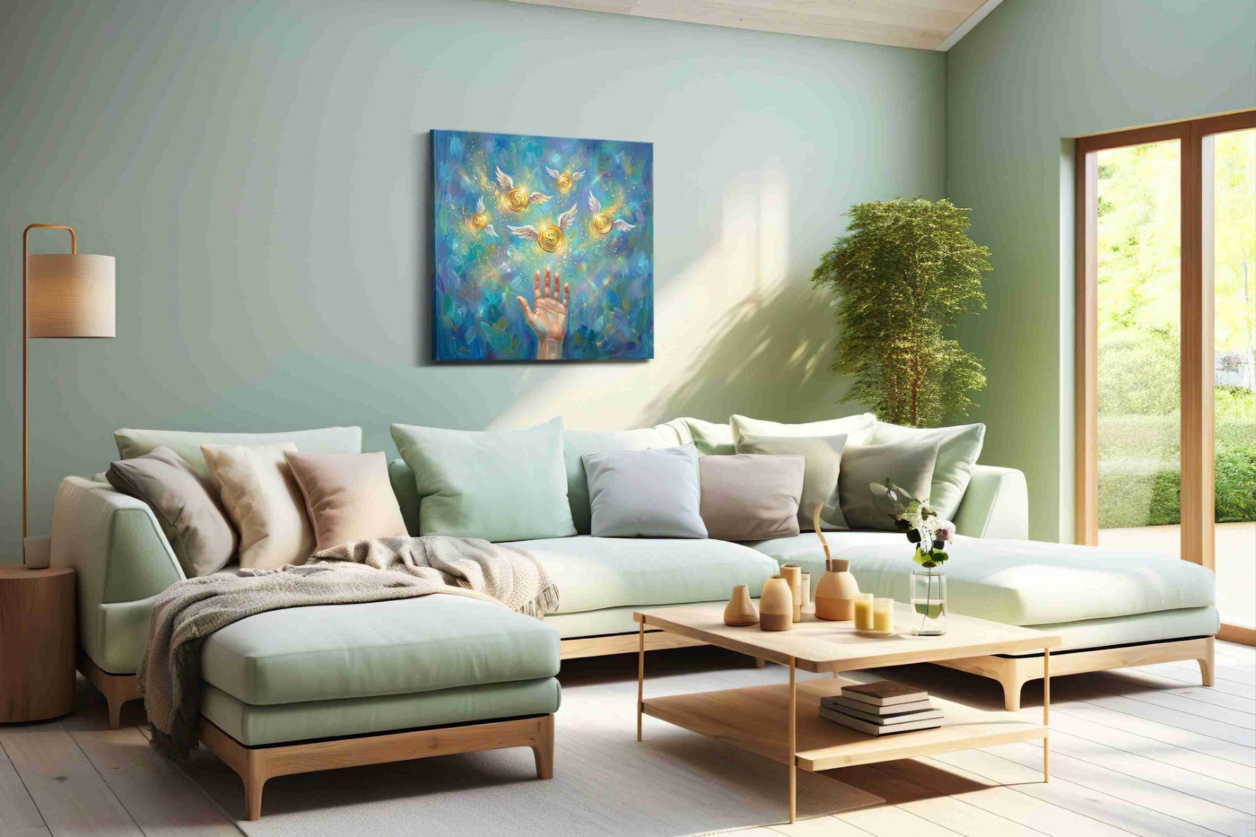 Golden Dreams Ascend fortune canvas print, hanging on wall