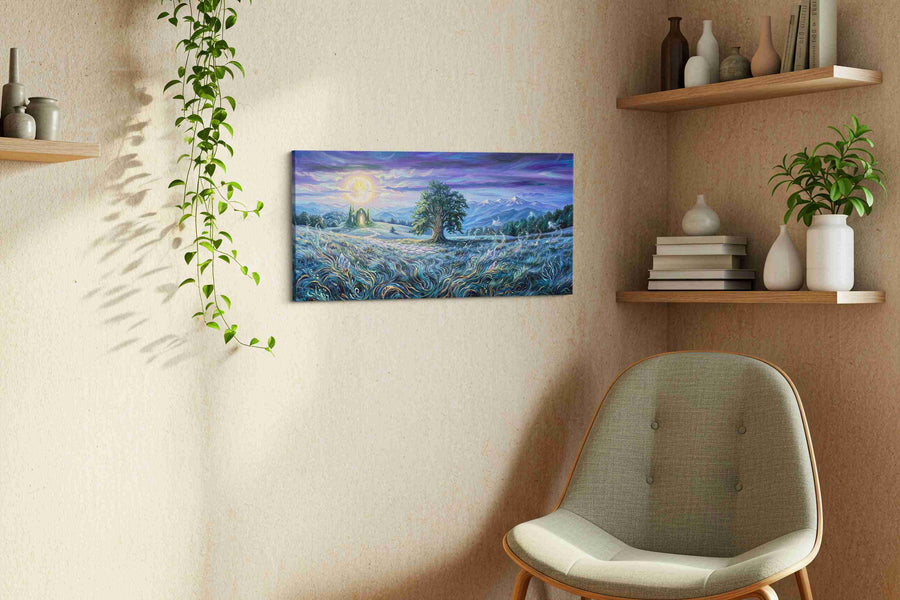 Luminous Gateway to Dreams fantasy canvas print, displayed in a living room