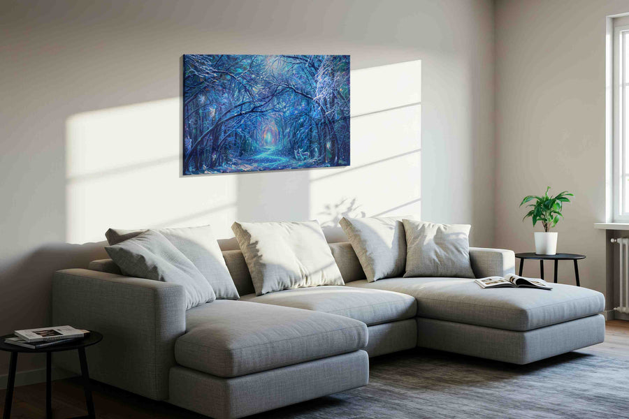 Mystical Frosted Pathway fantasy canvas print in a living room scene