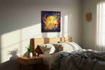 Phoenix's Prosperous Flight fortune canvas print, displayed in a bedroom
