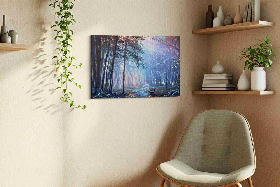 Realm of Enchanted Twilight fantasy canvas print, hanging on wall — view 3