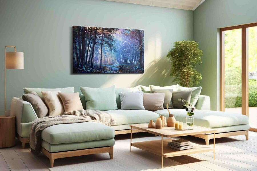 Realm of Enchanted Twilight fantasy canvas print, hanging on wall
