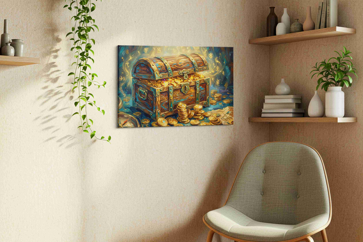 Treasure's Luminous Secret fortune canvas print styled in a living room