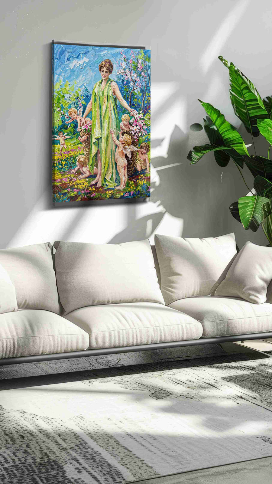 Whimsical Spring Awakening spring canvas print, on wall, lifestyle preview