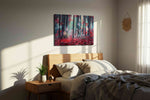 Whispers of Enchanted Woods fantasy canvas print, displayed in a bedroom