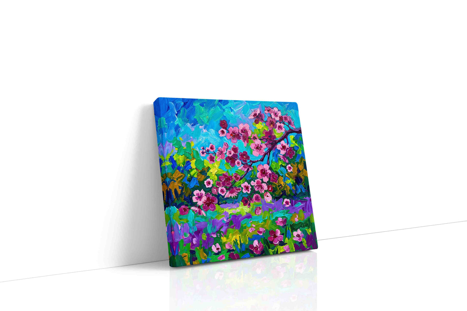 Blossoms in Vivid Symphony spring canvas print, gallery-wrapped, ready to hang