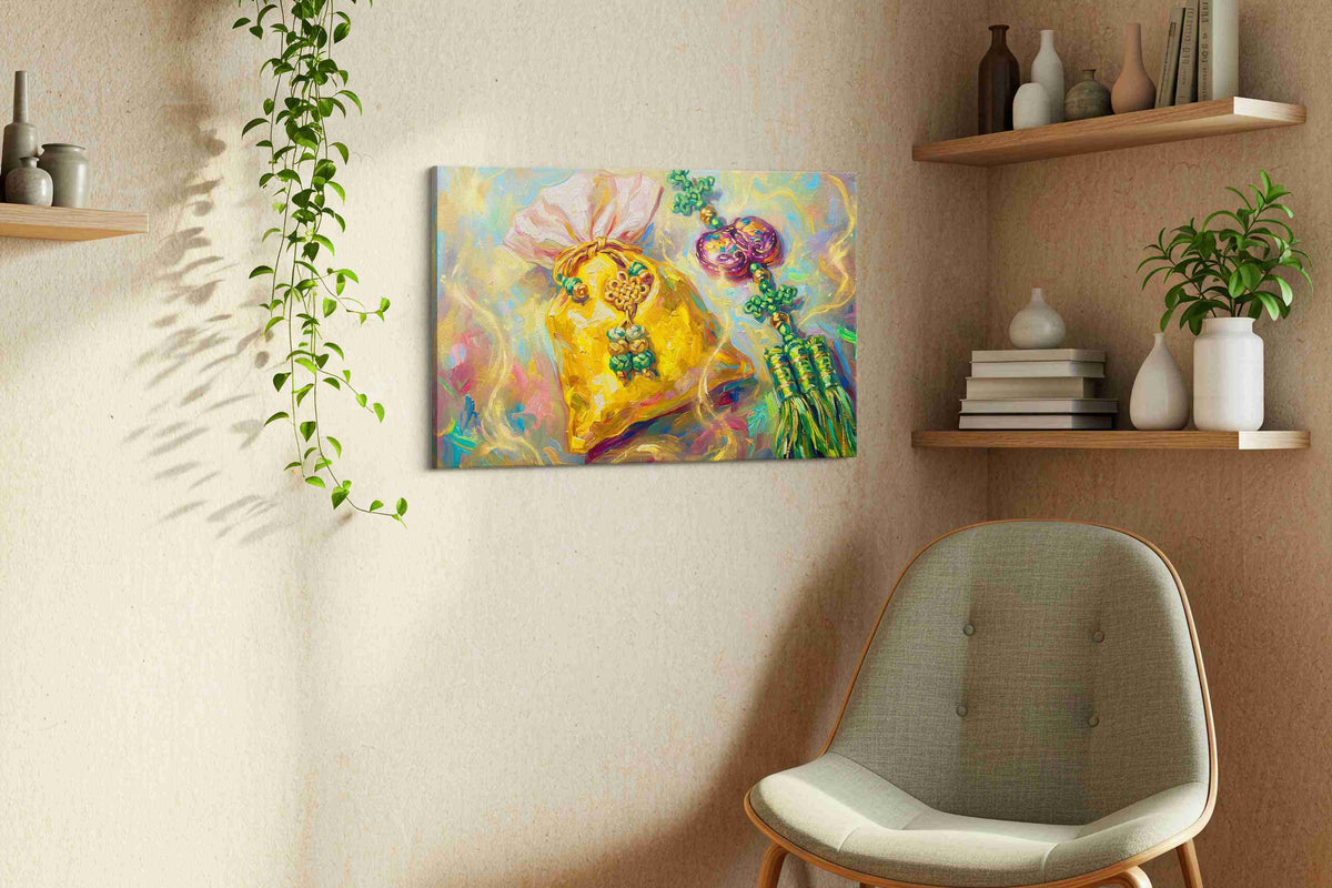 Echoes of Prosperity fortune canvas print in a living room scene