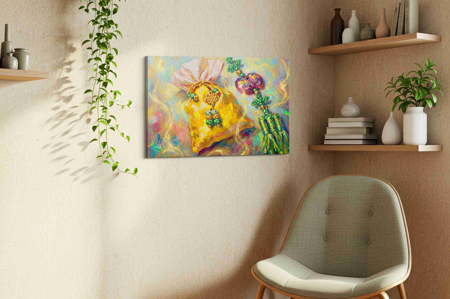 Echoes of Prosperity fortune canvas print in a living room scene