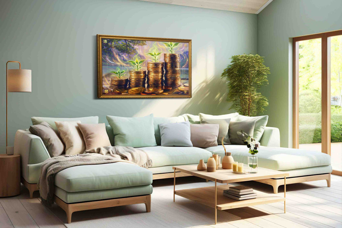 Flourishing Wealth - Feng Shui Wall Art, Prosperity Canvas Print, Good Luck Decor