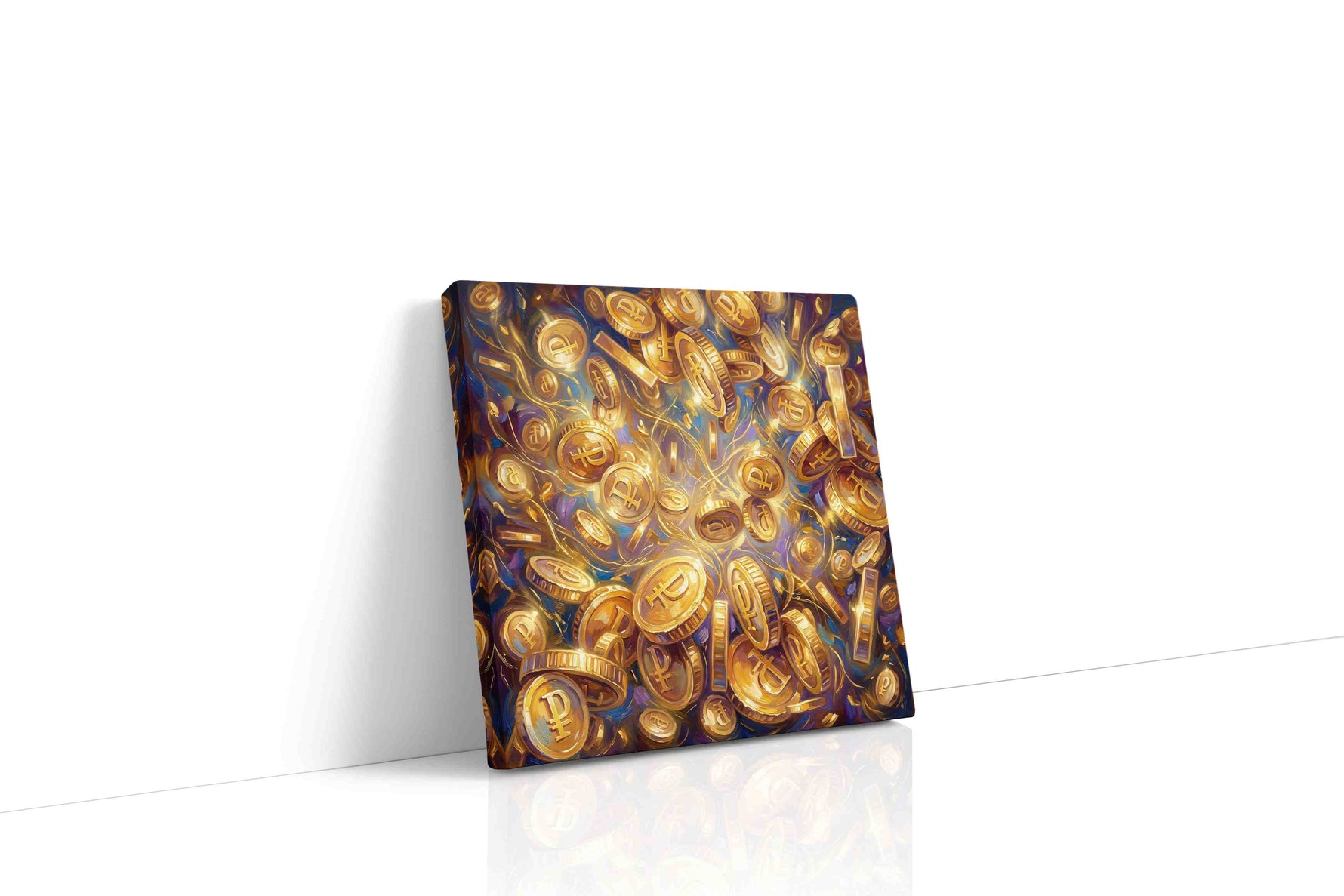 Golden Cascade of Fortune fortune canvas print gallery-wrapped square canvas studio shot