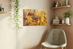 Golden Fortune Cascade fortune canvas print, displayed in a living room