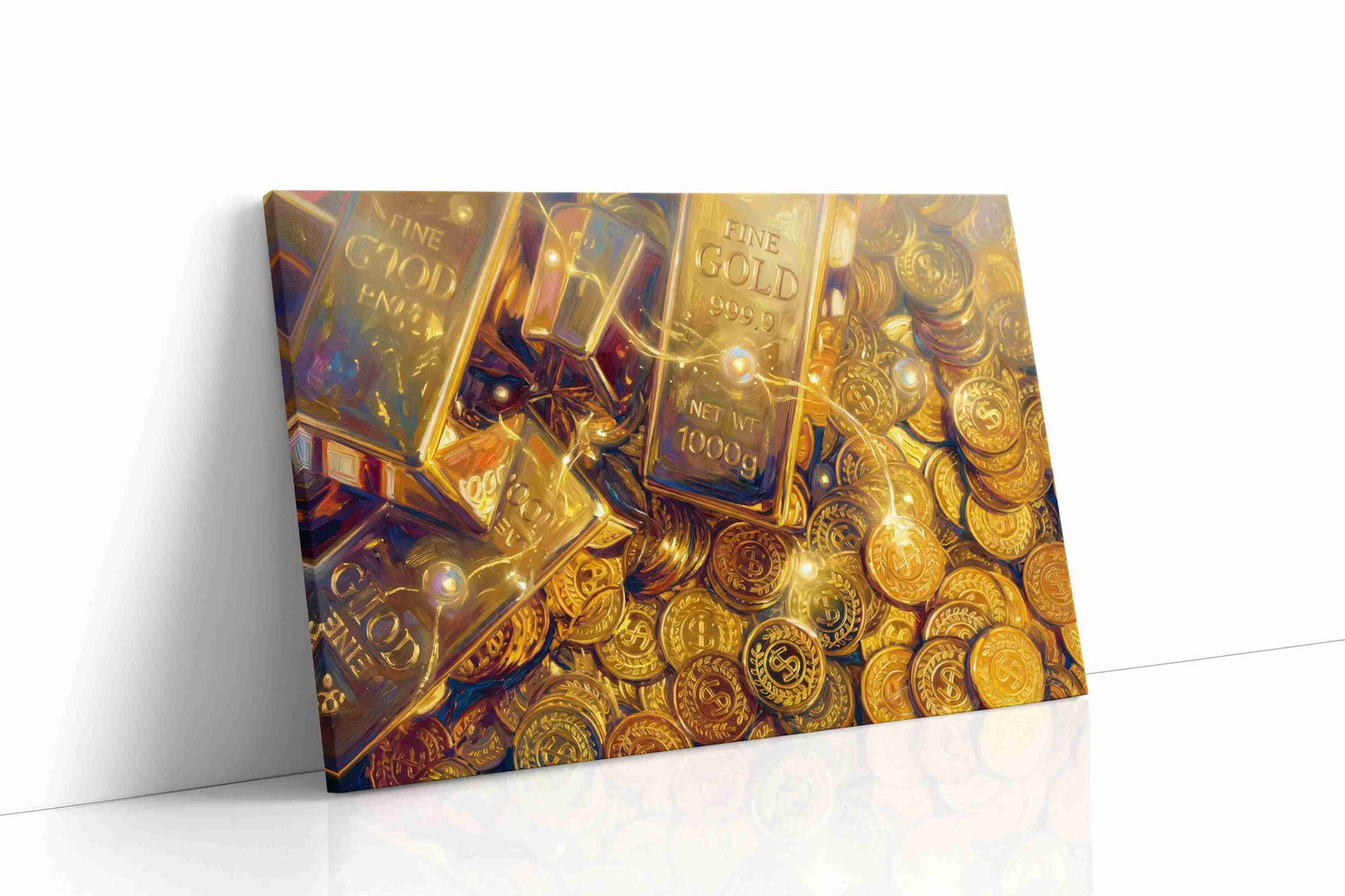 Golden Fortune Cascade fortune canvas print, gallery-wrapped, ready to hang