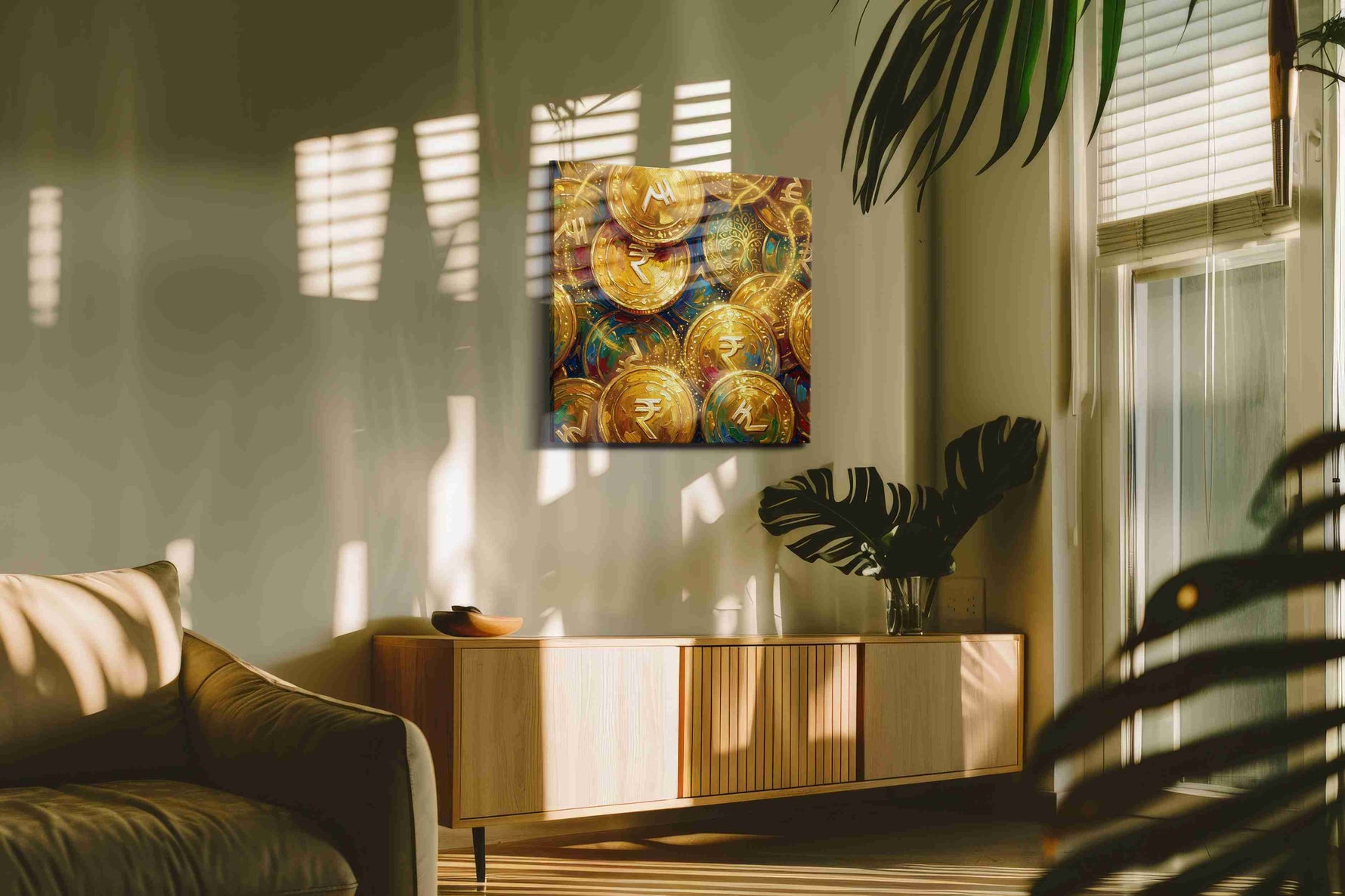 Golden Fortune Reverie - Feng Shui Wall Art, Prosperity Canvas Print, Good Luck Decor