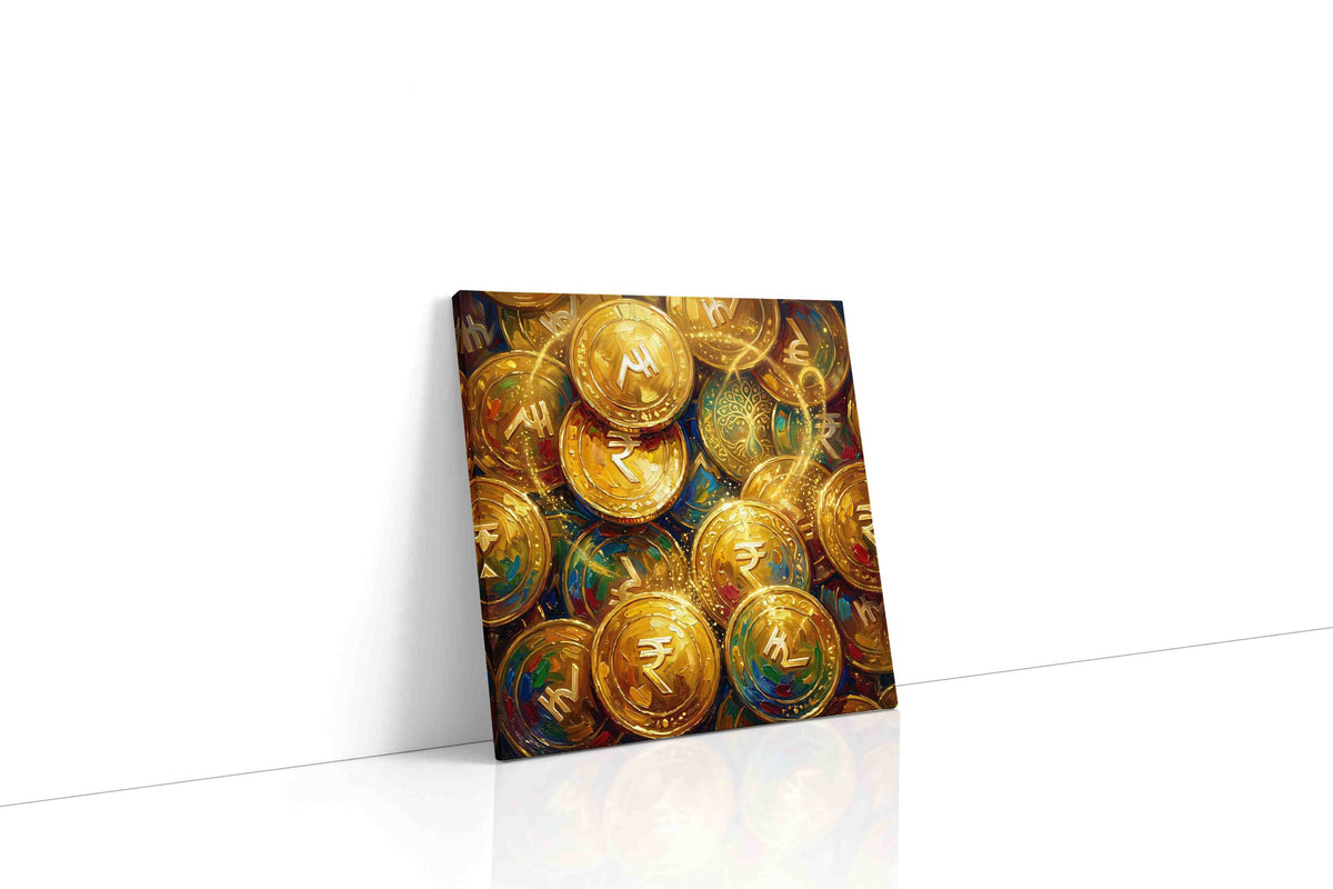 Golden Fortune Reverie fortune canvas print gallery-wrapped square canvas studio shot