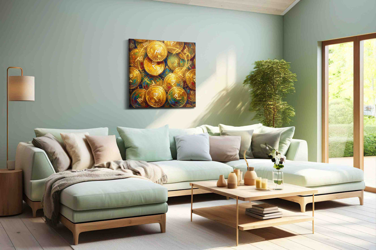 Golden Fortune Reverie fortune canvas print, hanging on wall