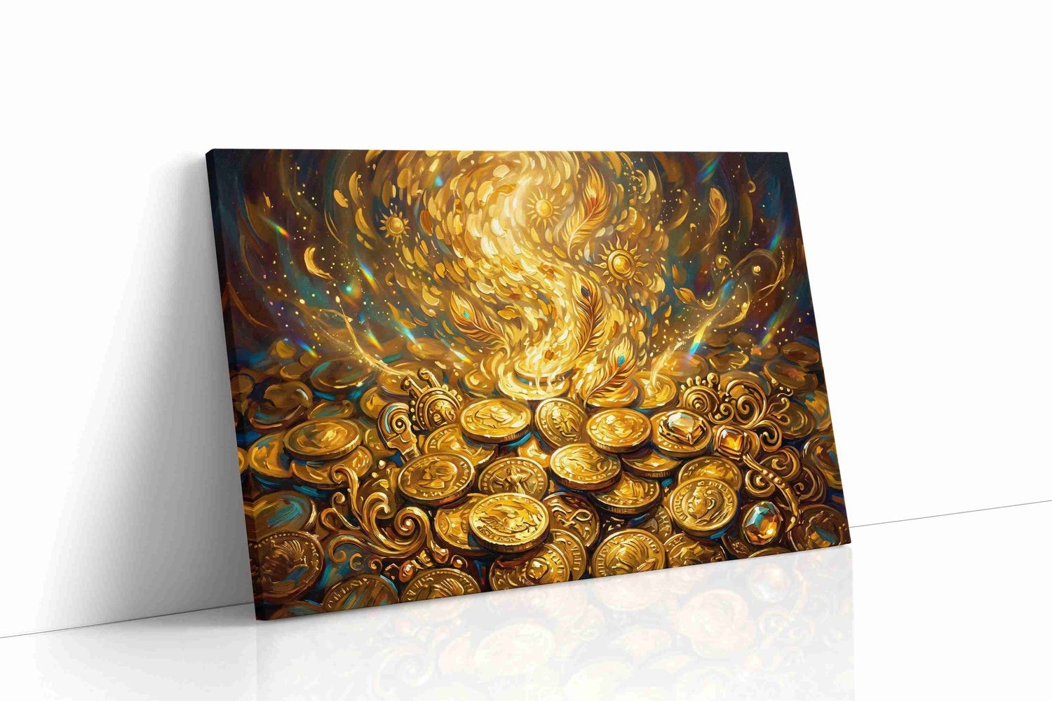 Golden Whirlwind of Fortune fortune canvas print, gallery-wrapped, ready to hang