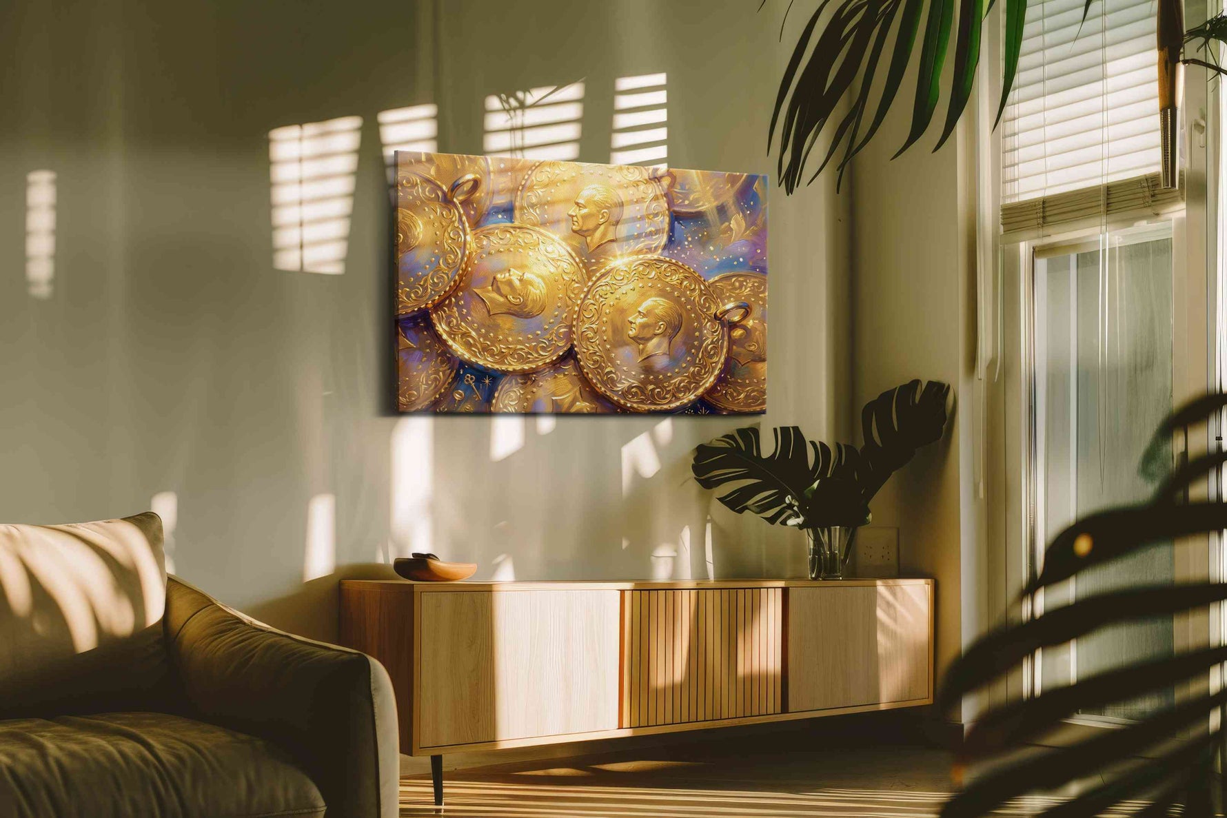 Golden Whispers of Fortune fortune canvas print, hanging on wall