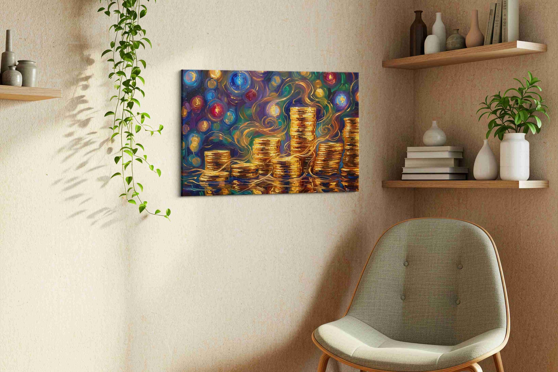 The Golden Fortune Symphony fortune canvas print, hanging on wall — view 2