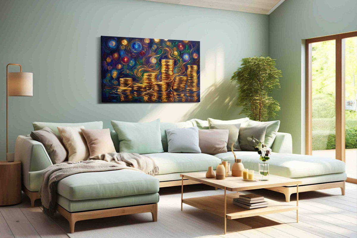 The Golden Fortune Symphony fortune canvas print shown in a wall scene