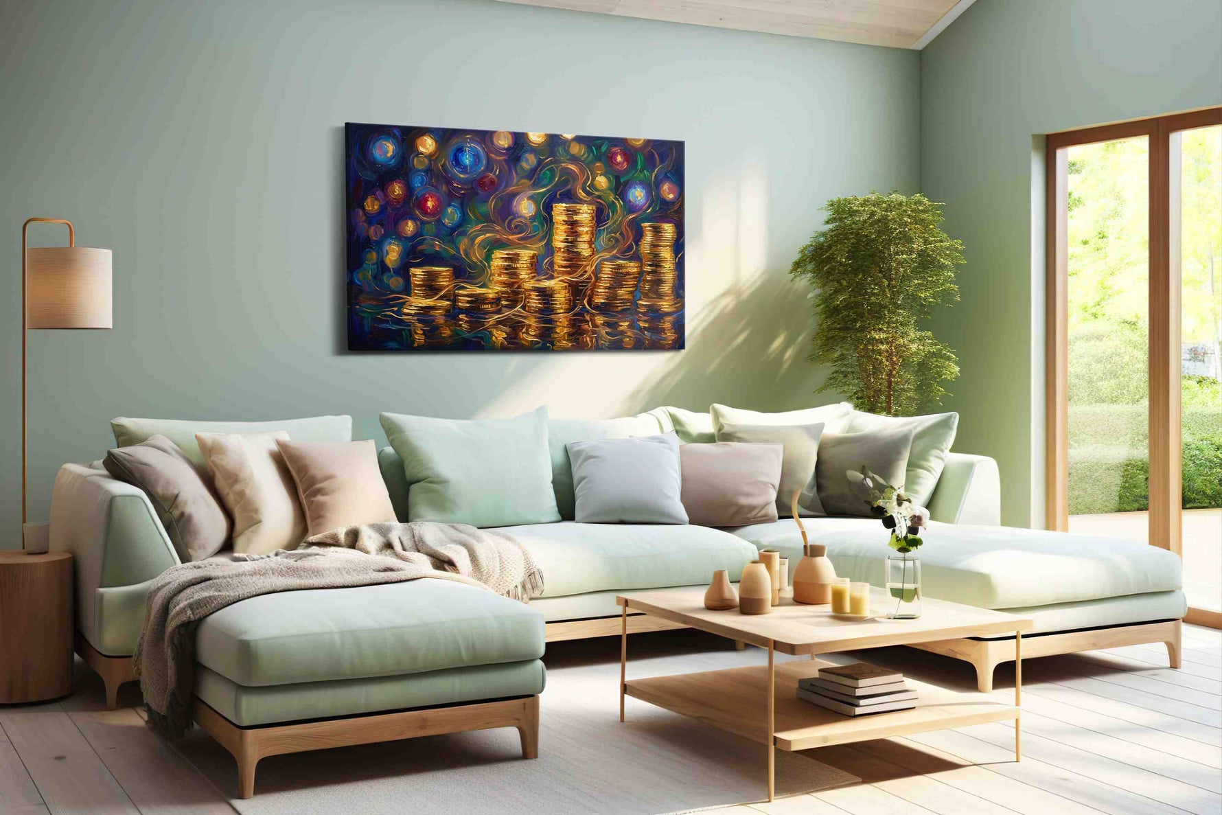 The Golden Fortune Symphony fortune canvas print shown in a wall scene
