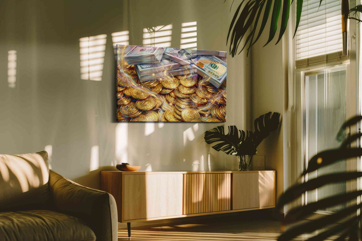 Treasure of Prosperity fortune canvas print in a contemporary interior mockup