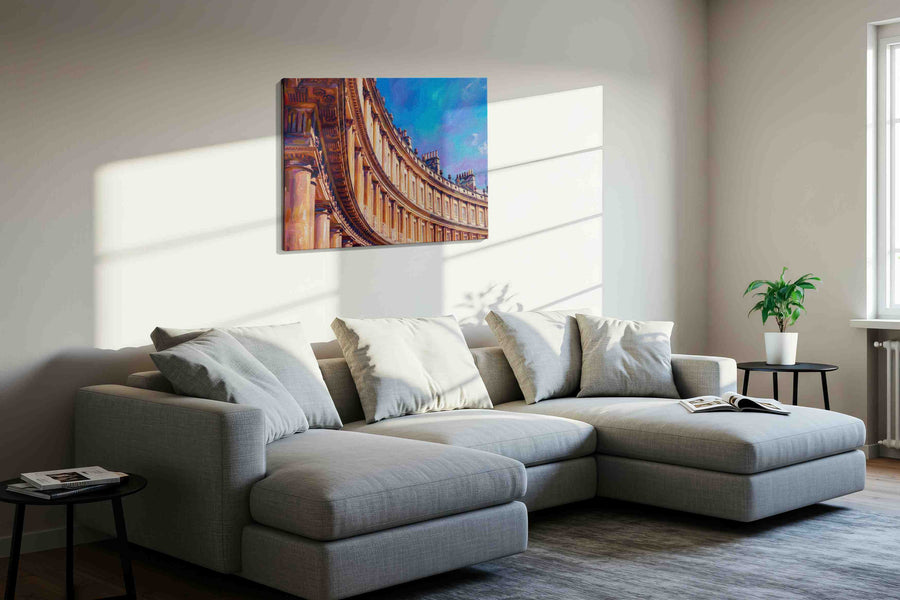 Curved Elegance of Bath geometric canvas print, displayed in a living room