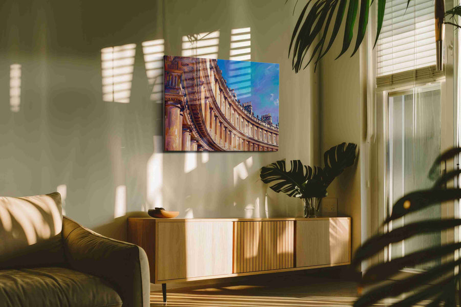 Curved Elegance of Bath geometric canvas print, on wall, lifestyle preview