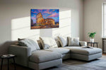 Eternal Dusk at the Colosseum urban canvas print, displayed in a living room