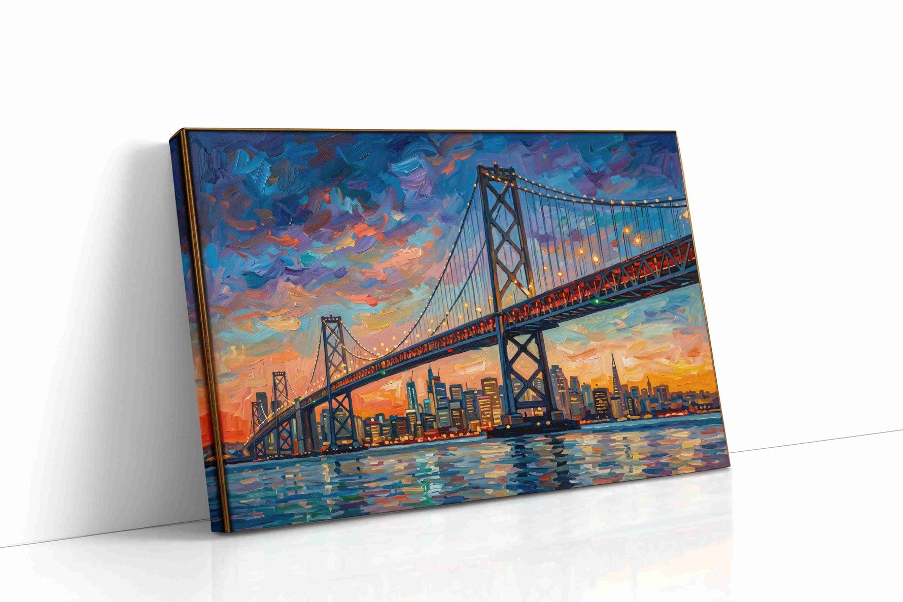 Luminescent Cityscape Crossing landmarks canvas print, gallery-wrapped, ready to hang