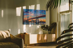 Luminescent Cityscape Crossing landmarks canvas print, hanging on wall
