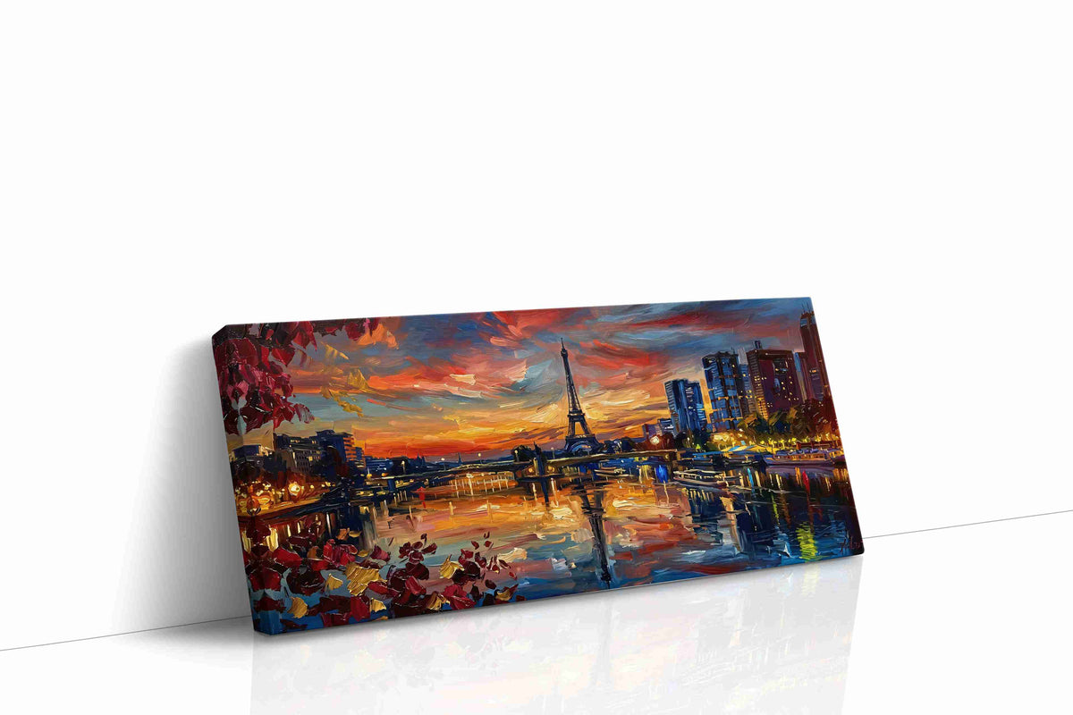 Parisian Sunset Symphony landmarks canvas print gallery-wrapped landscape canvas studio shot