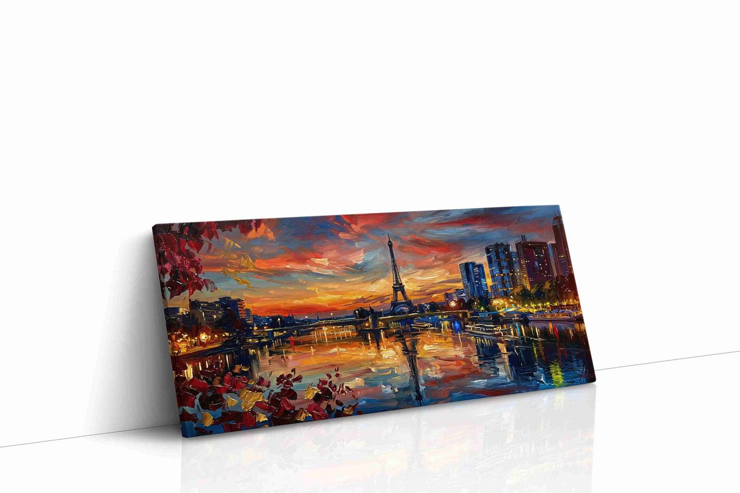 Parisian Sunset Symphony landmarks canvas print, gallery-wrapped, ready to hang