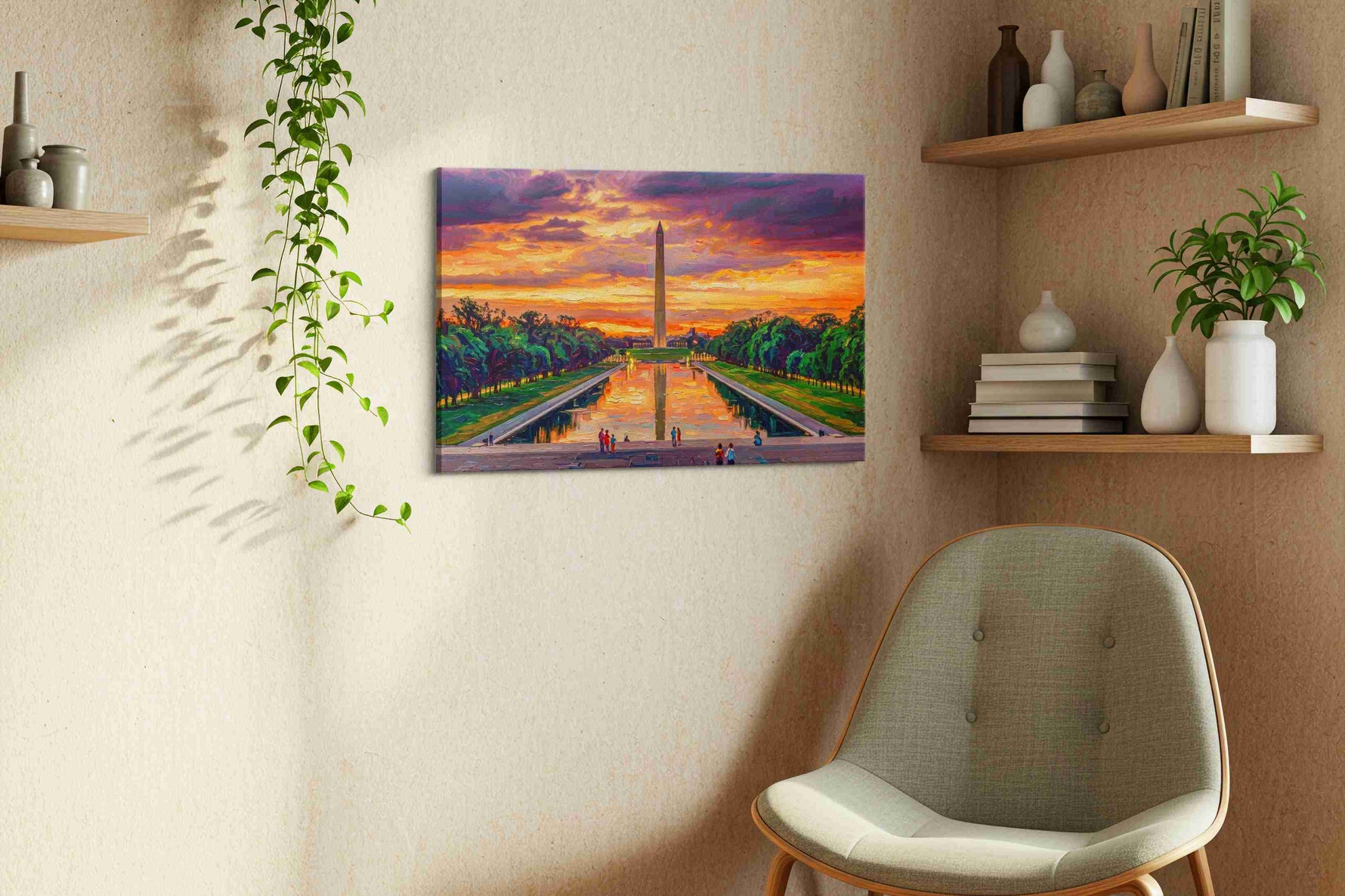 Reflections of Unity landmarks canvas print in a living room scene