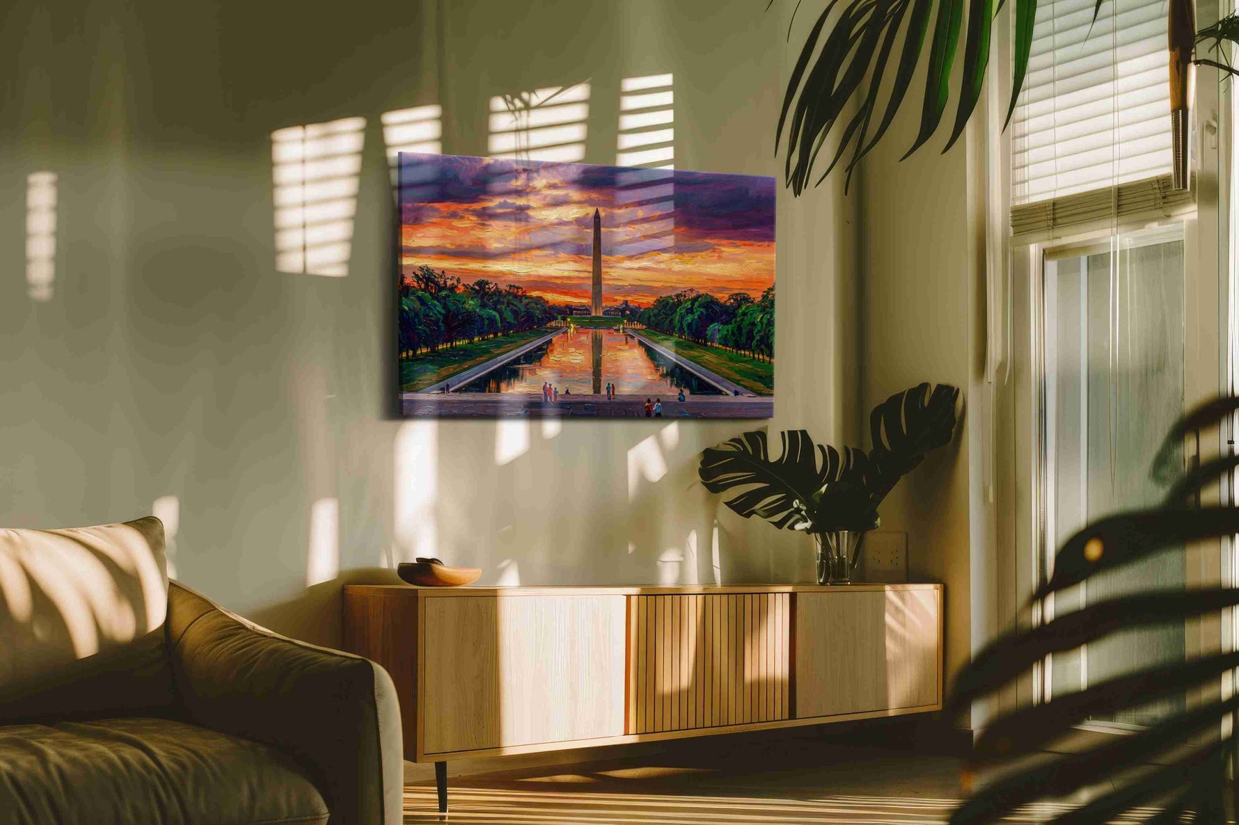 Reflections of Unity landmarks canvas print in a contemporary interior mockup