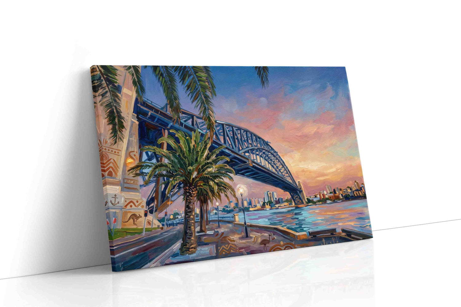 Sunset Serenade Over the Bridge landmarks canvas print, gallery-wrapped, ready to hang
