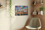 Twilight Over Westminster landmarks canvas print styled in a living room