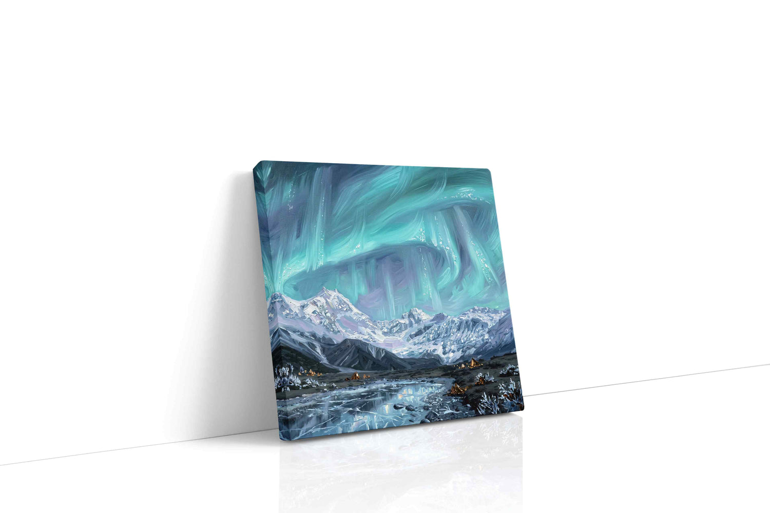 Aurora's Icy Serenade winter canvas print, gallery-wrapped, ready to hang