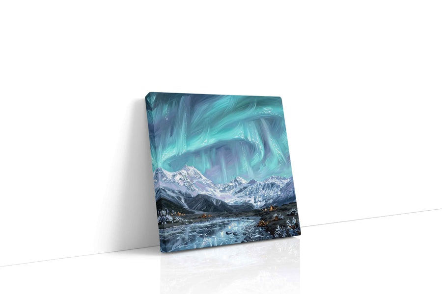 Aurora's Icy Serenade winter canvas print, gallery-wrapped, ready to hang