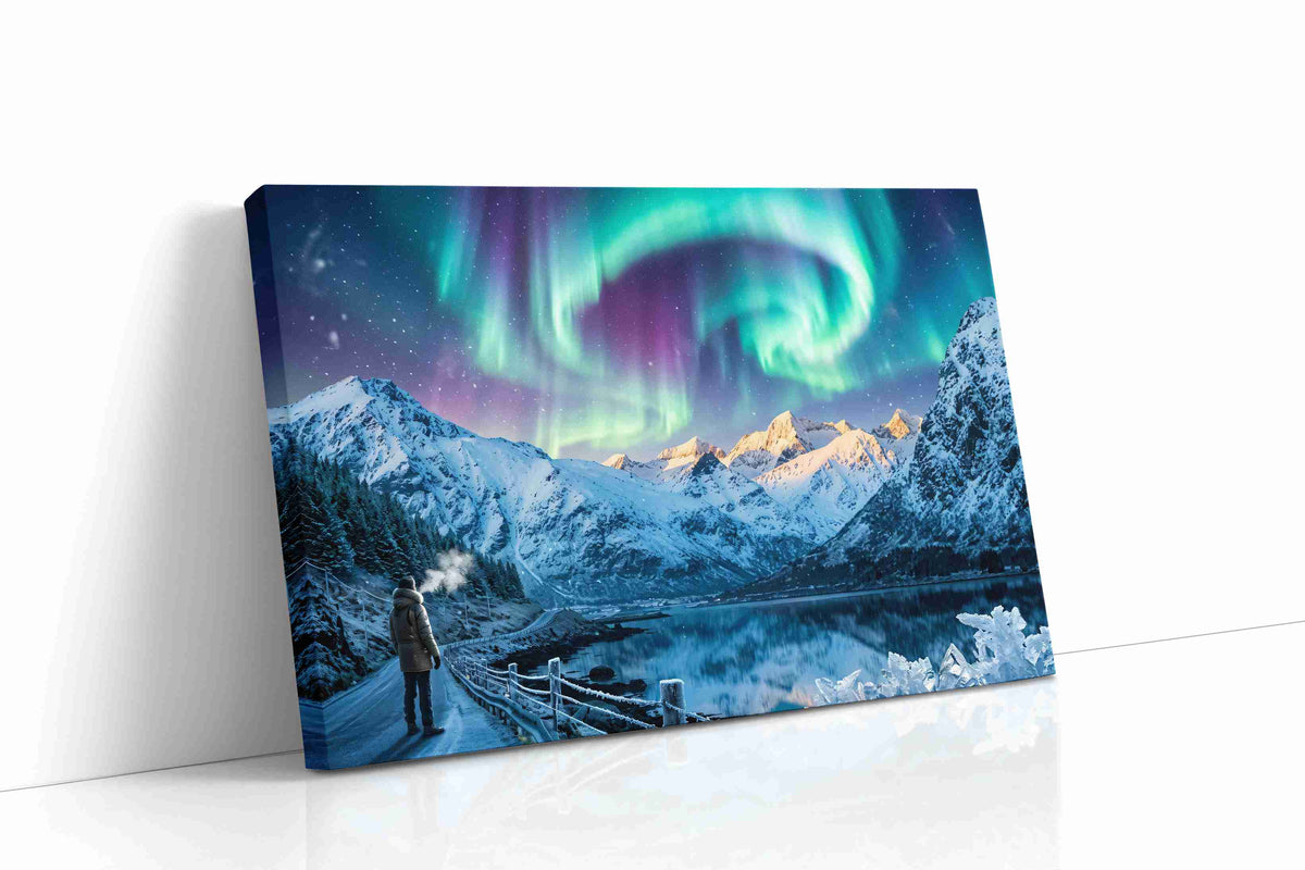 Ethereal Aurora Symphony winter canvas print gallery-wrapped landscape canvas studio shot