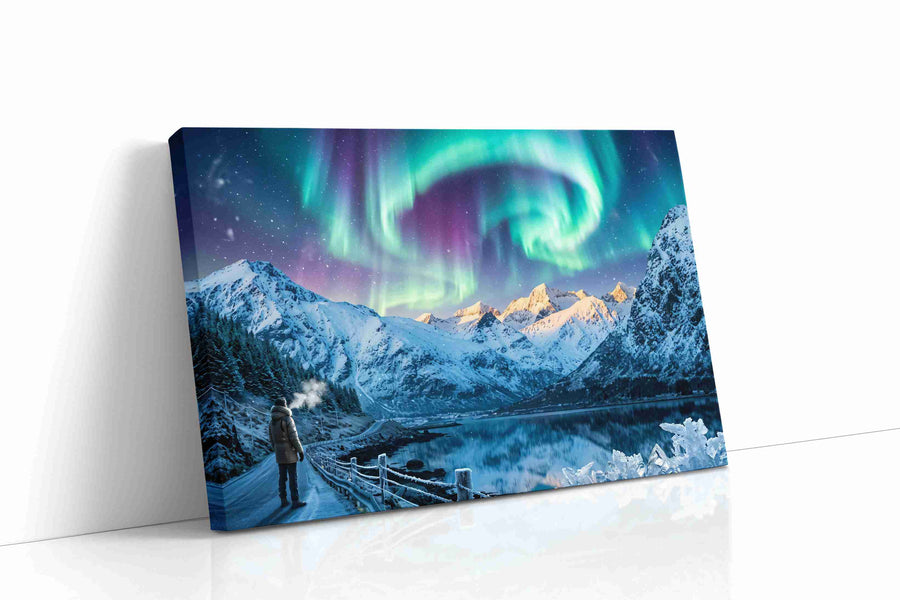 Ethereal Aurora Symphony winter canvas print gallery-wrapped landscape canvas studio shot