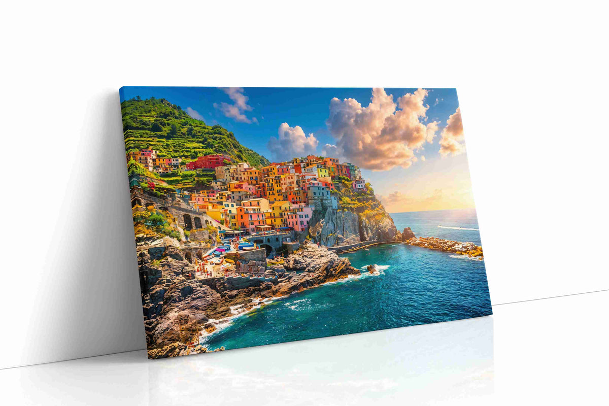 Spectrum of the Cinque Terre summer canvas print gallery-wrapped landscape canvas studio shot