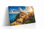 Sunlit Coastal Haven summer canvas print gallery-wrapped landscape canvas studio shot