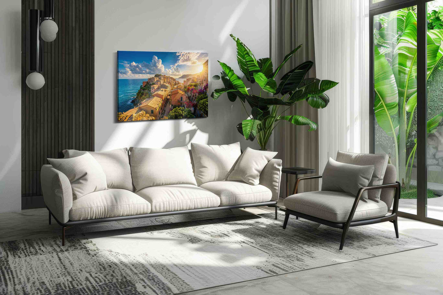 Sunlit Coastal Haven - Summer, Summer Wall Art, Seasonal Canvas Print, Bright Decor