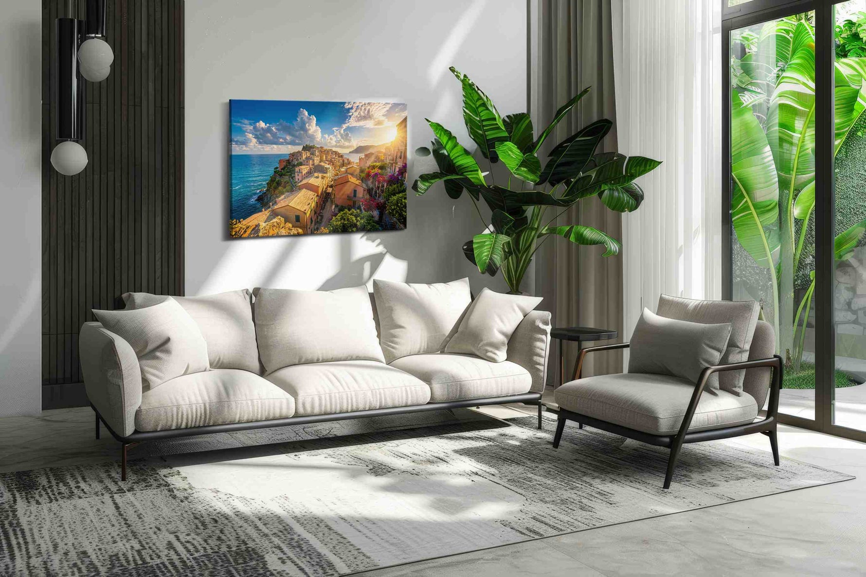 Sunlit Coastal Haven - Summer, Summer Wall Art, Seasonal Canvas Print, Bright Decor