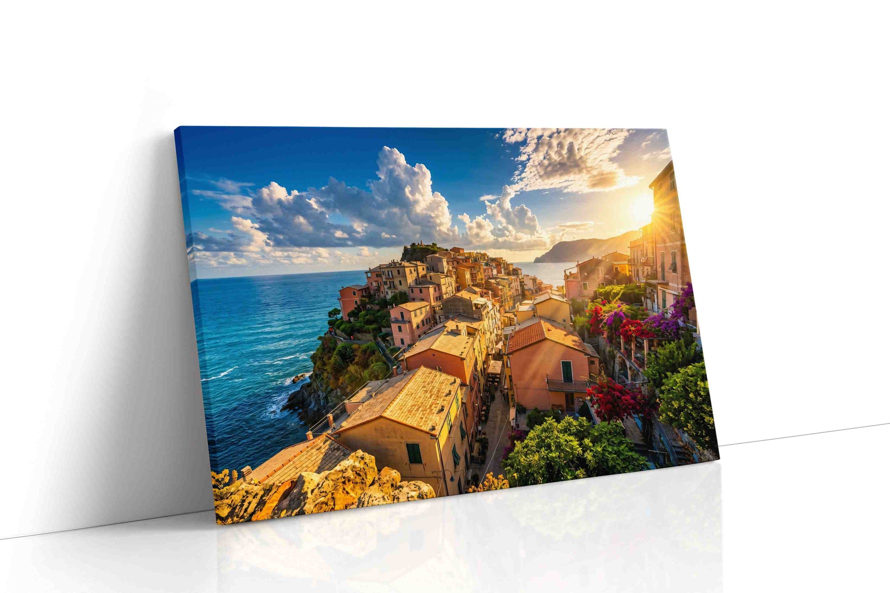Sunlit Coastal Haven summer canvas print, gallery-wrapped, ready to hang