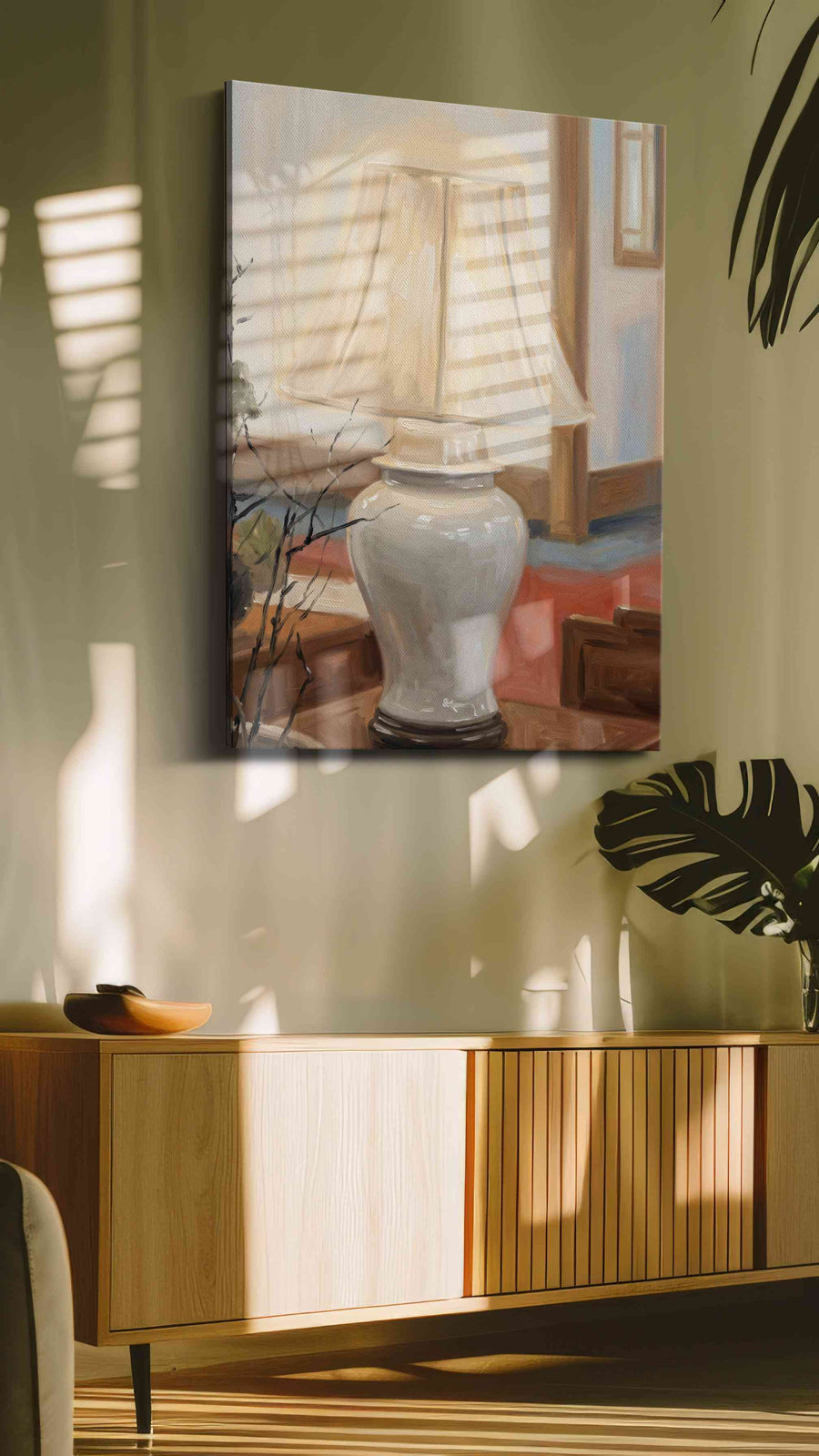 Illuminated Stillness minimalist canvas print, on wall, lifestyle preview