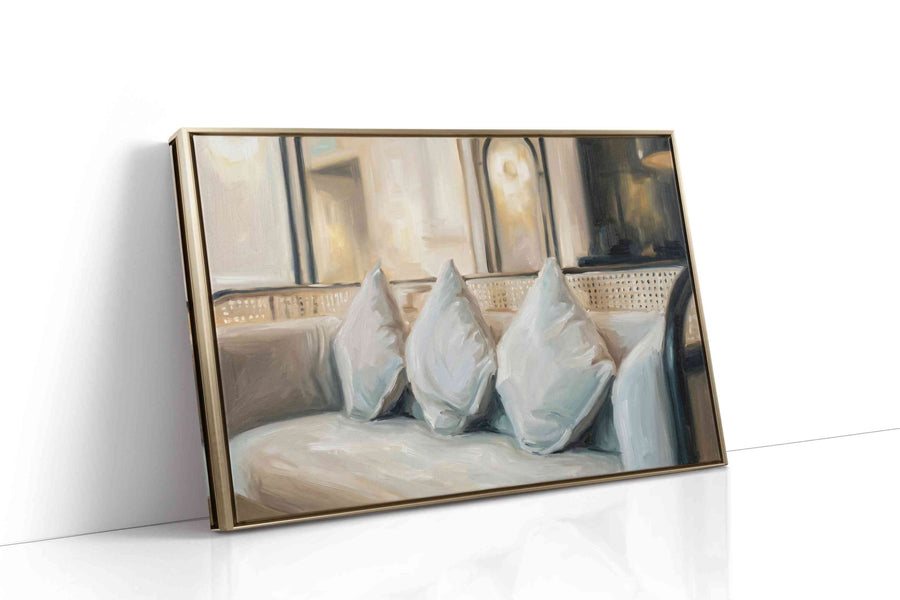 Tranquil Sofascape minimalist canvas print, gallery-wrapped, ready to hang