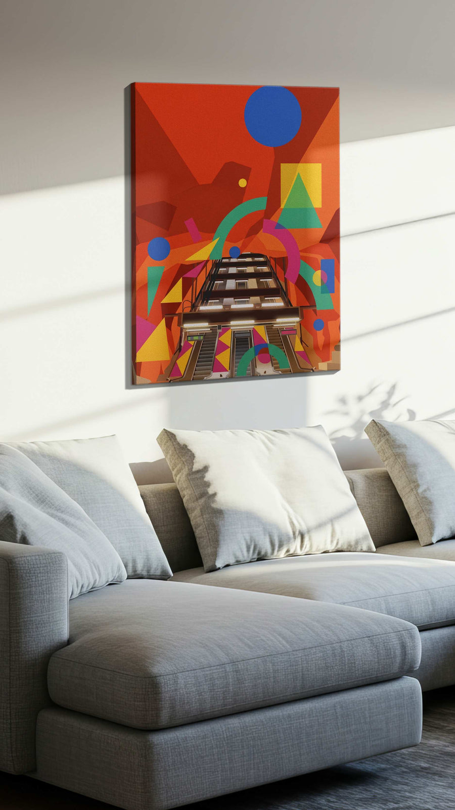 Chromatic Ascent modern canvas print, displayed in a living room