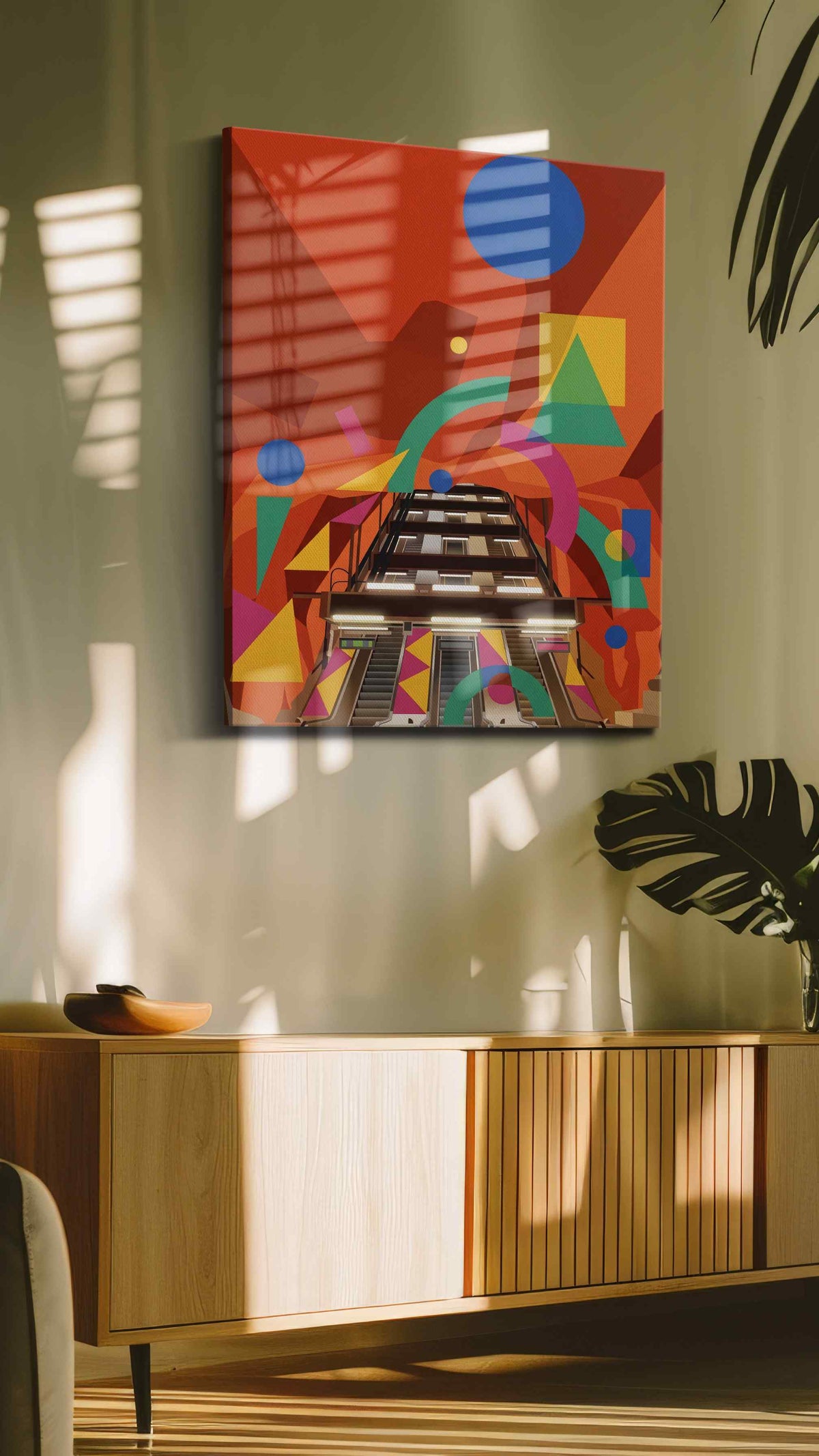 Chromatic Ascent modern canvas print, on wall, lifestyle preview