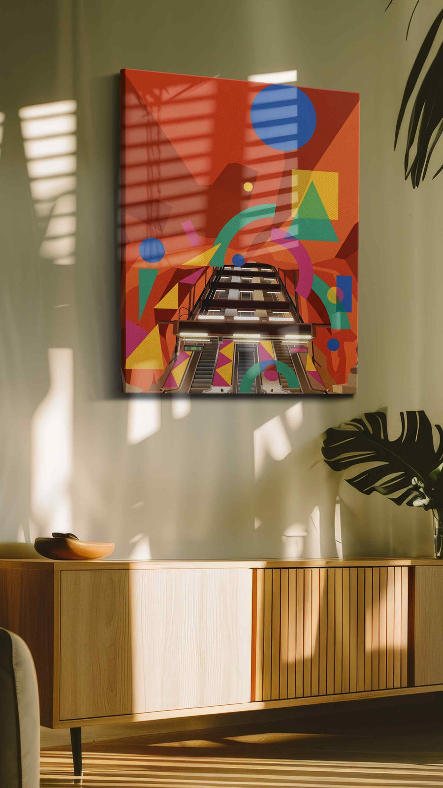 Chromatic Ascent modern canvas print, on wall, lifestyle preview